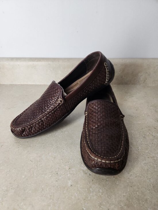 Tommy Bahama Orson Woven Leather shoes Loafers dark brown men\'s 12 D wide main image 9